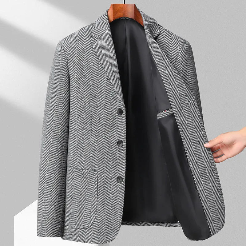 Men's loose fit casual coat in black, khaki, grey, or dark blue for spring and autumn