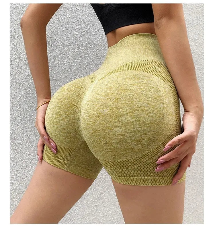 Women's high-waist yoga shorts with honey hip design in quick-drying nylon fabric