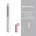 A whiteboard and presentation remote control pen in black, with a USB charging cable.
