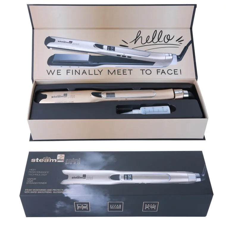 Mini steam splint spray hair straightener in purple, rose red, or champagne colour