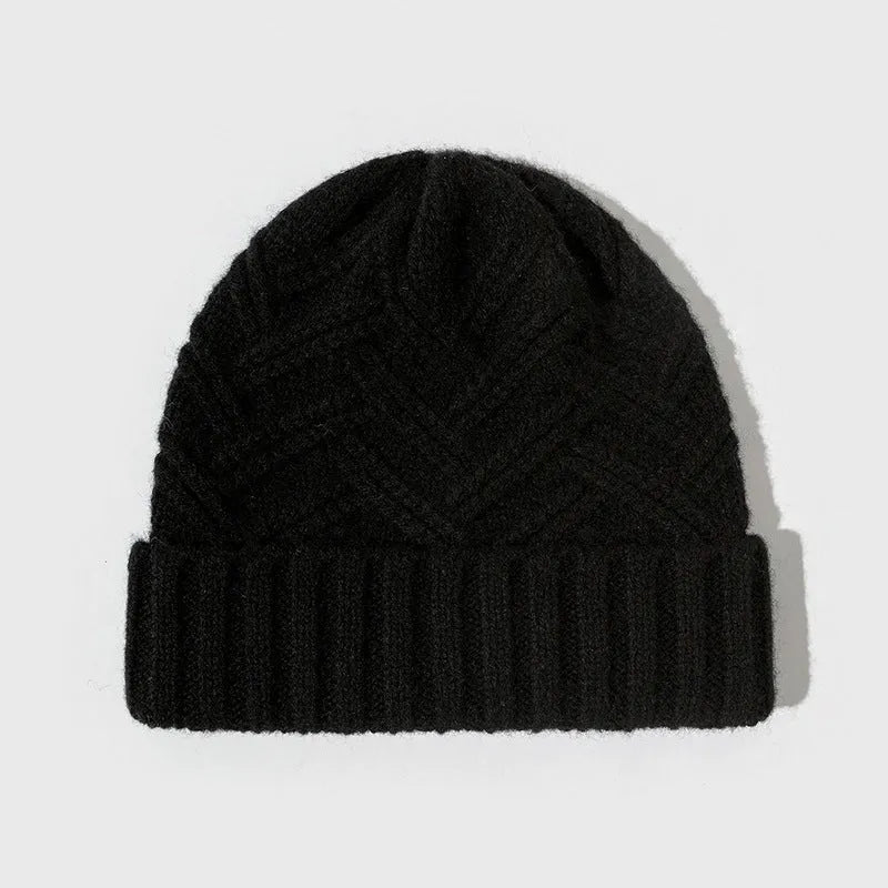 Wool knitted women's hat with dome crown in ankela red colour showing knitted texture