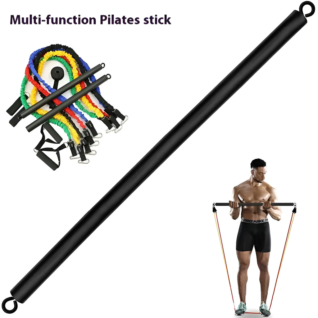 Two-segment yoga Pilates fitness stick with push-and-pull rod for resistance training