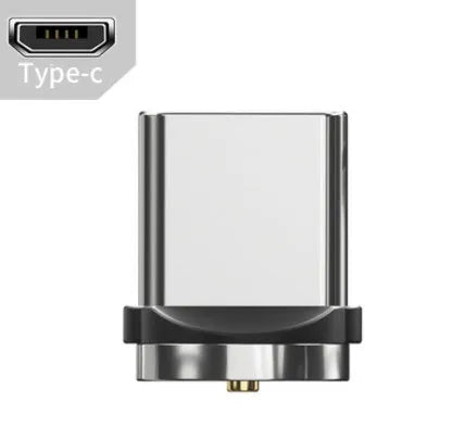 Essager black magnetic USB cable with rotating connector and blue LED light, shown next to phone