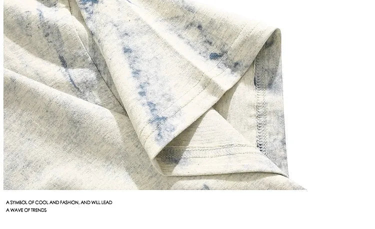 Grey tie dye pattern loose fit t-shirt with half sleeves and round neck collar