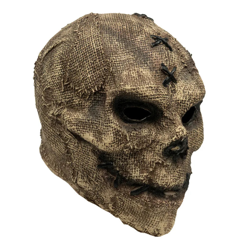White latex skull mask with American-style detailing for Halloween costume