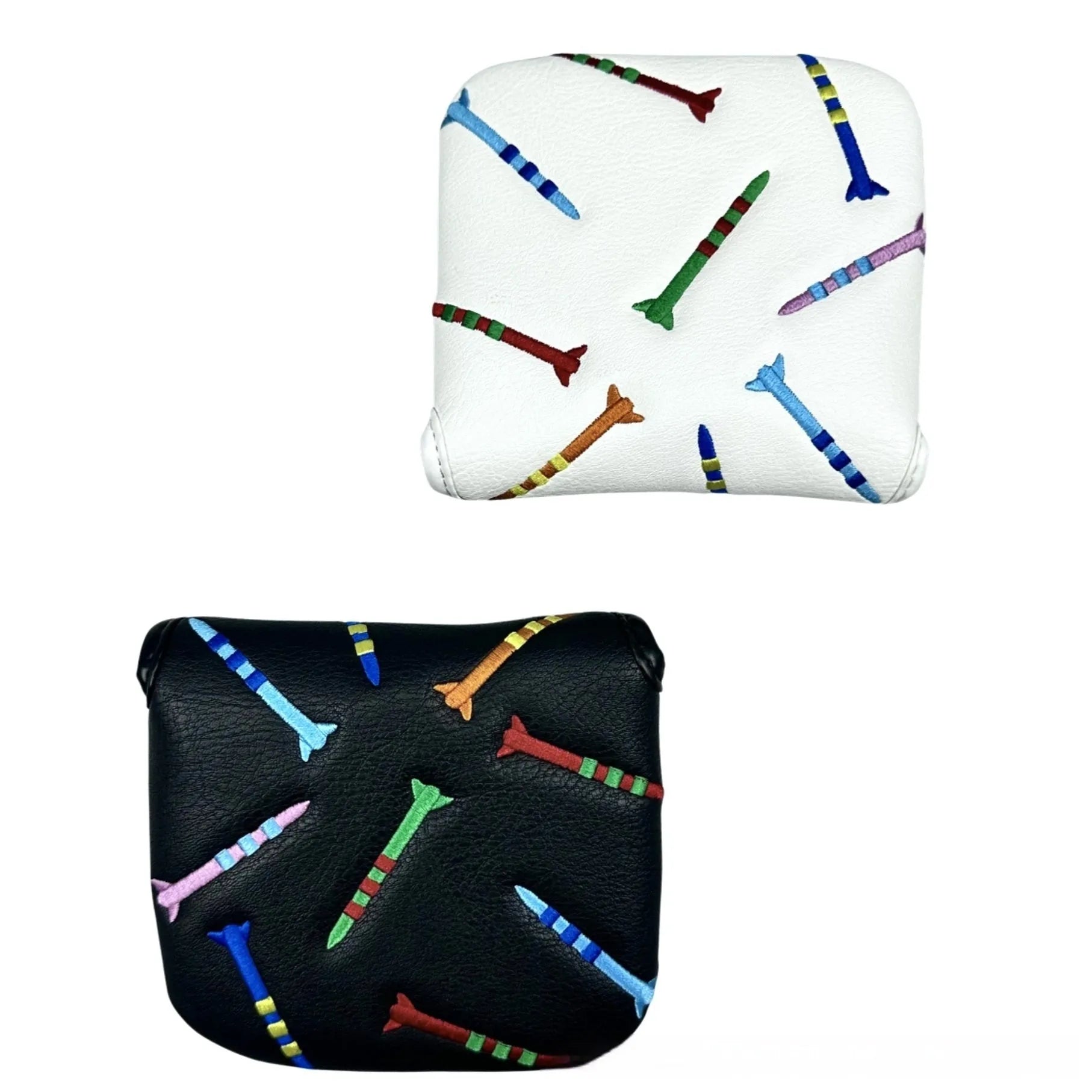 Black and white PU leather protective sleeve for Rocket Pattern Square golf putters