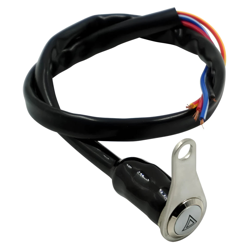 Black stainless steel motorcycle double flash switch with light ring and 7mm mounting hole