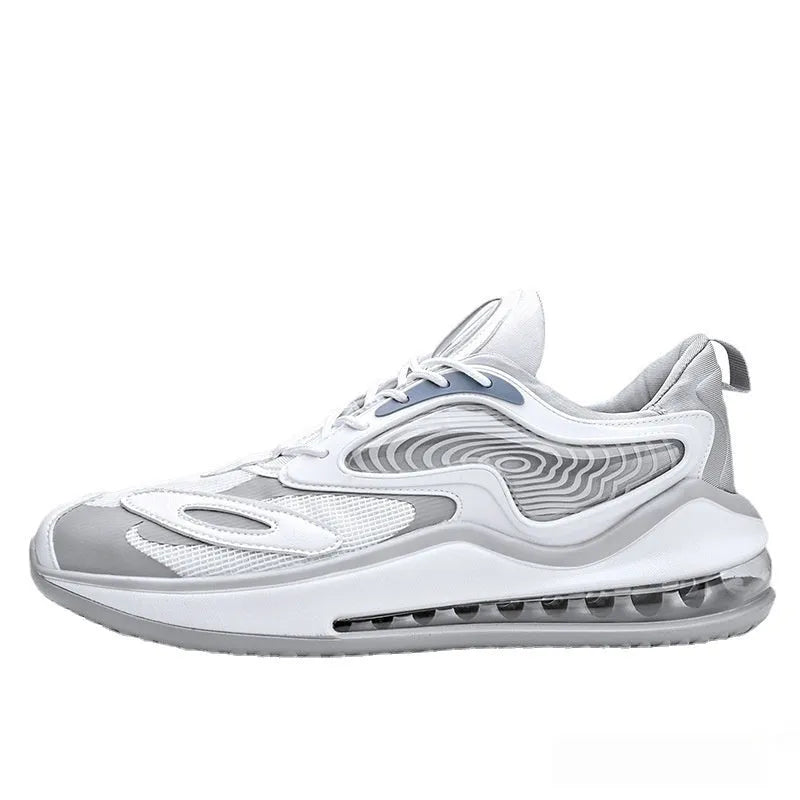 Men's summer air cushion casual shoes with height increasing rubber soles in Space Black colour