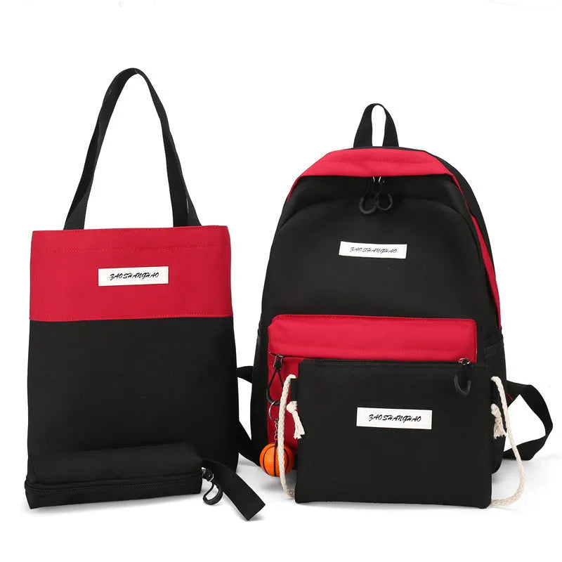 Medium canvas backpack for women, square vertical section, air cushion strap, available in black