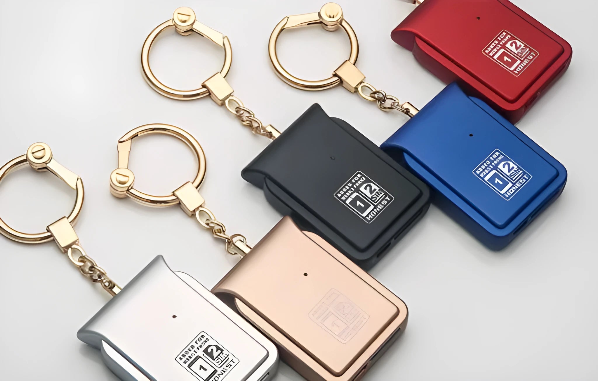 Bluetooth dual SIM adapter keychain for iOS with multiple colour options including black leather