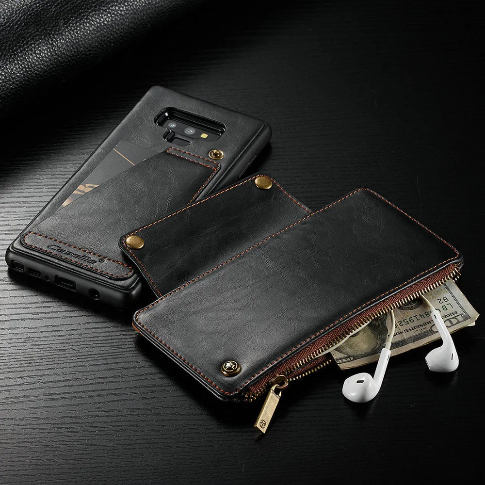 SAMSUNG Galaxy Note9 leather flip phone case in Black, Brown and Red colours