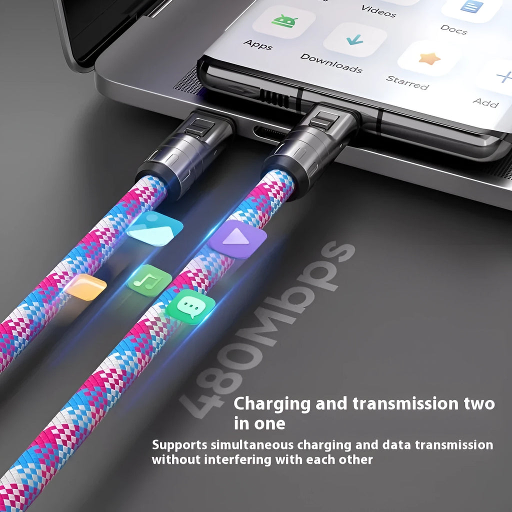 Black two-in-one lanyard data cable PD fast charge type-C alloy construction