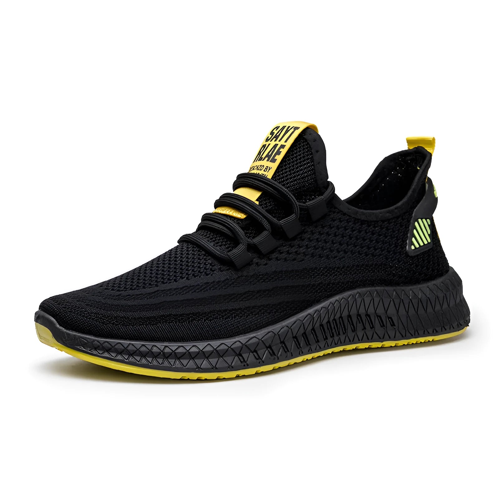 Men's flying woven casual sneakers in orange with white sole, low-top design