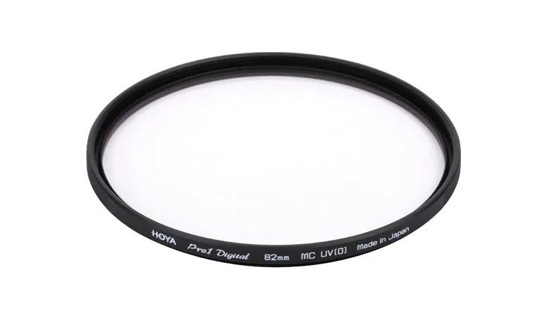 Black multi-coated UV camera filter protector showing bayonet mount for lens attachment