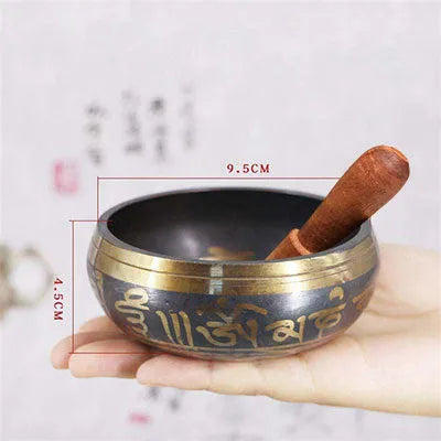 Tibet singing bowl ring copper seven metals meditation feng shui ornament black gold sizes 8.5cm to 18cm