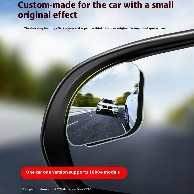 Small round frameless glass rearview mirror for general vehicle fit, one pair pack