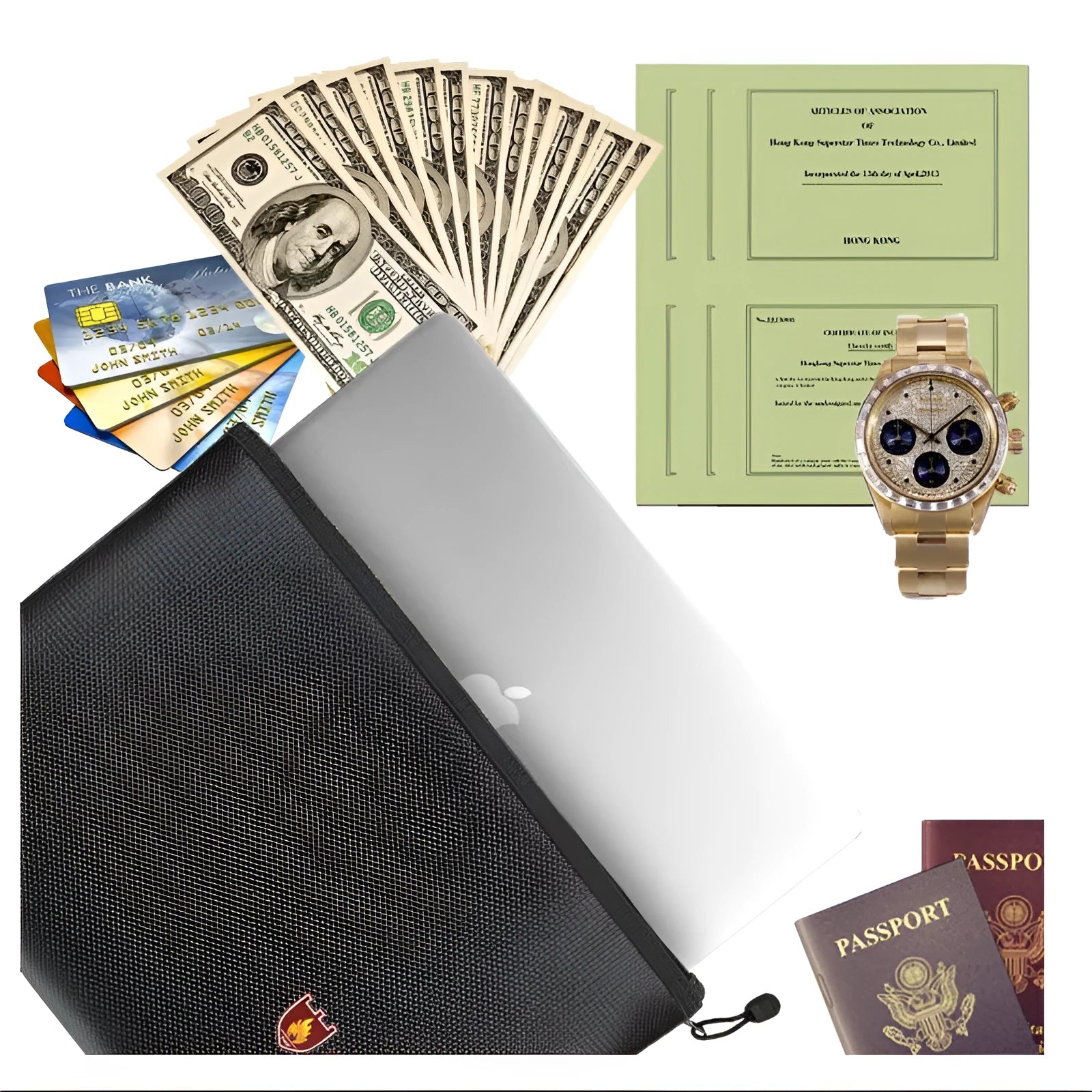 Black contract information document bag in fire-proof material
