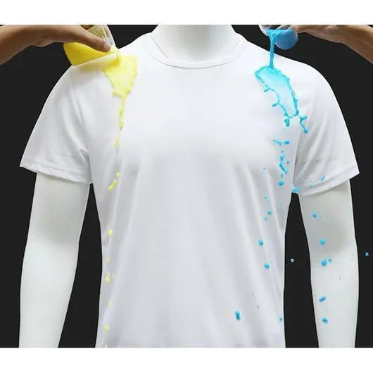 Quick-drying waterproof anti-fouling plain round neck short sleeve T-shirt in white, black, blue for unisex active wear