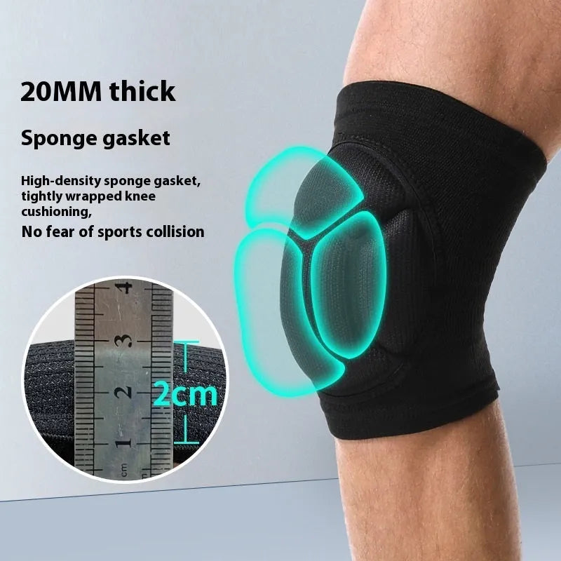 Black and blue dance knee pads with thick sponge padding for anti-collision protection during sports