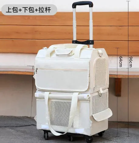 Easy To Go Out cat stress travel bag foldable Oxford cloth pet carrier with transparent window in beige