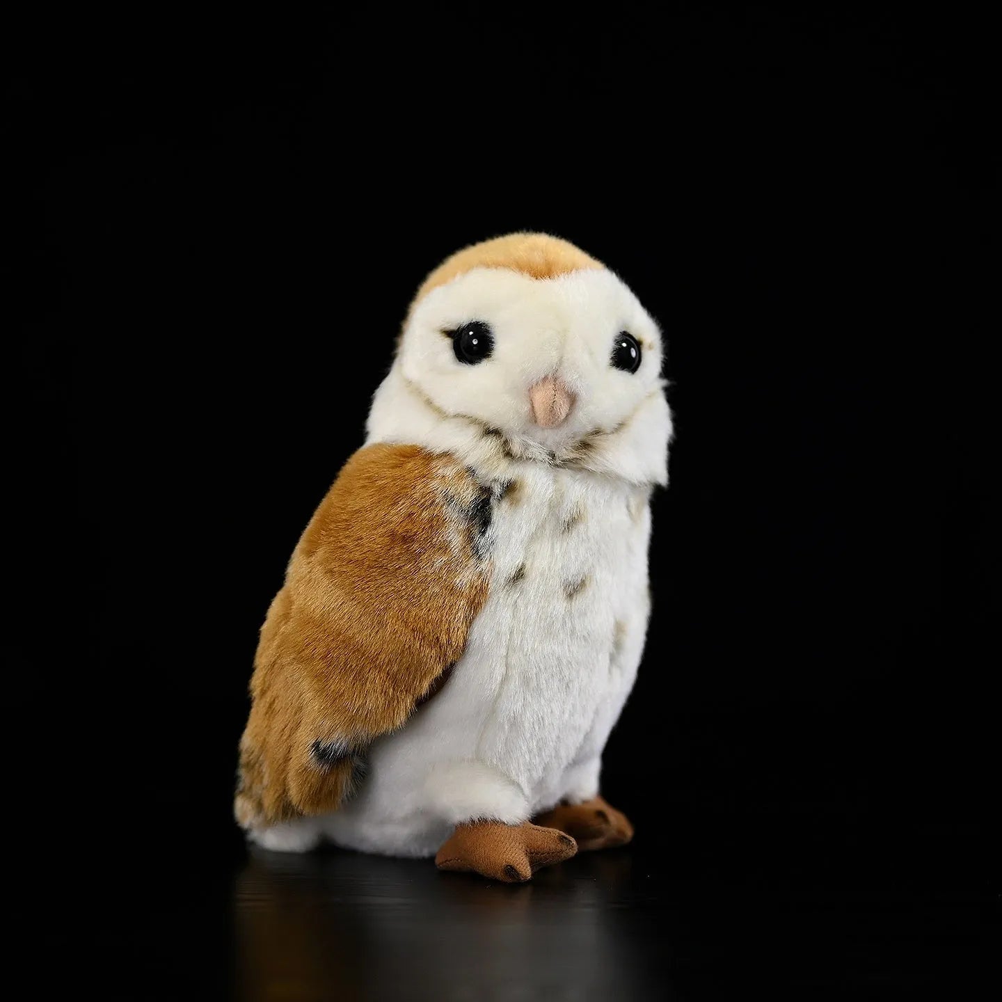 Little Barn Owl simulation animal plush toy made from soft plush fabric with PP cotton filling, approximately 25 cm tall