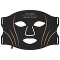 Black gold IPL LED facial mask device with headband and touch screen on a white background.