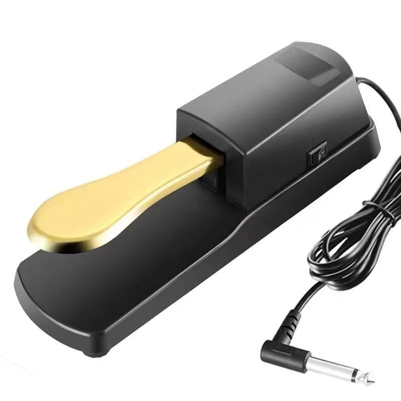 Black universal single leg sustain pedal for electronic keyboards with 6.35mm jack cable