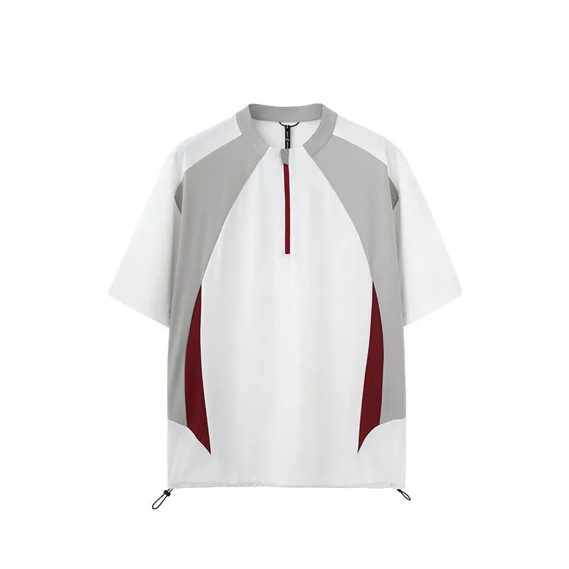 Men's lightweight polyester casual shirt in black or beige with optional long or short sleeves