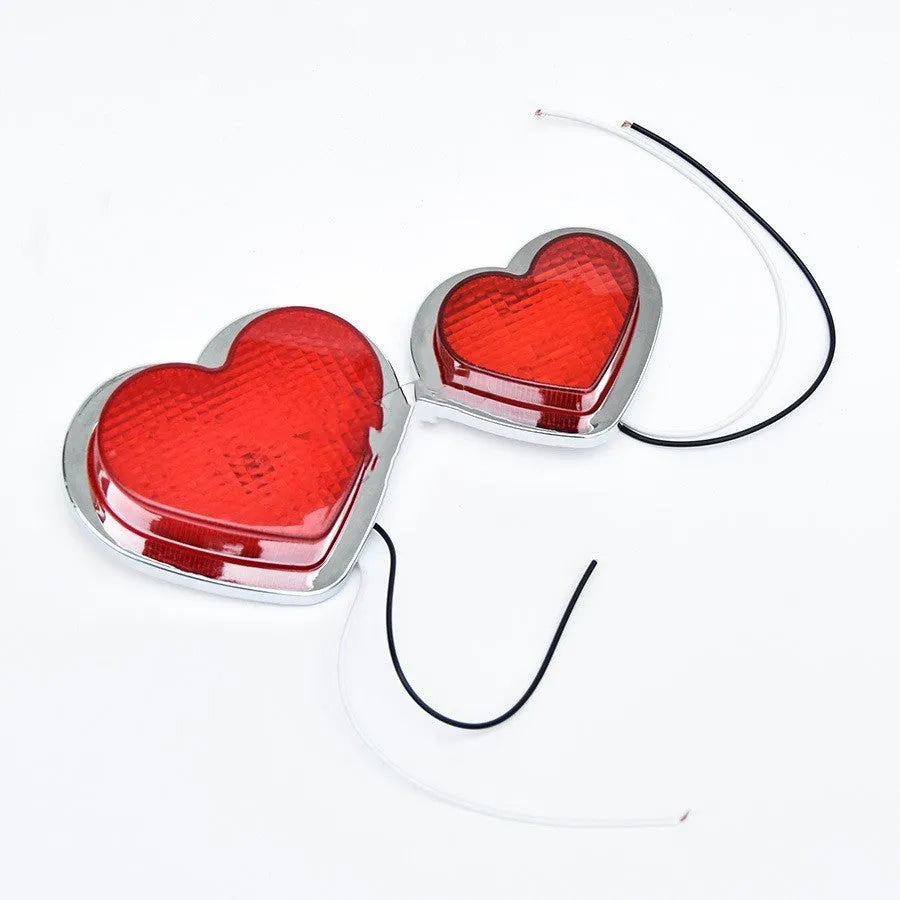 Japanese-style heart-shaped red LED car sidelight for 12V fender installation.