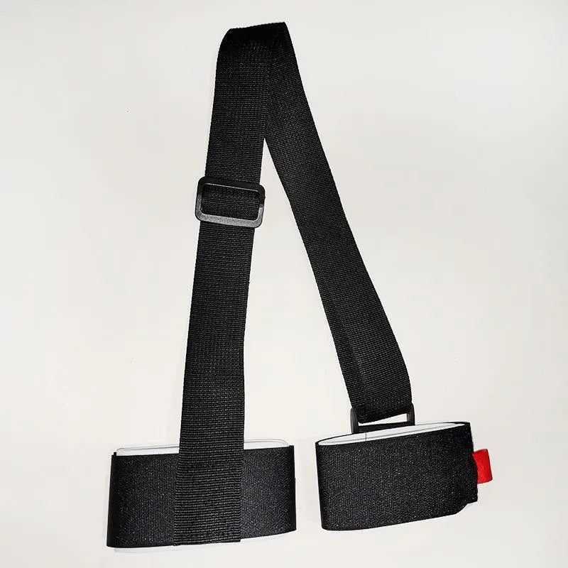 Adjustable hook and loop shoulder strap for skiing bandage and equipment transport in four colour options