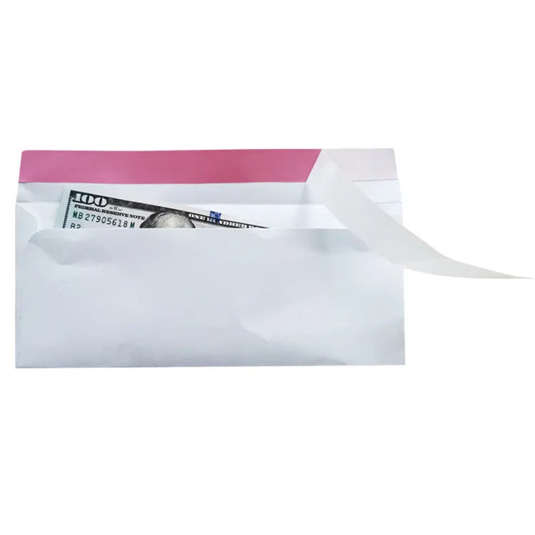 Blue confidential security envelope with self-adhesive flap, showing dimensions 105mm by 240mm.