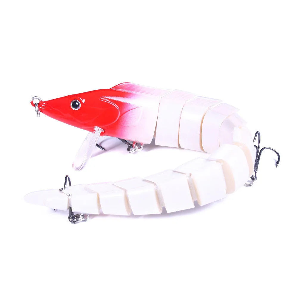 A multi-section simulated loach fishing lure measuring 23cm, shown with a weedless hook.