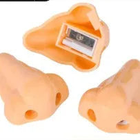 Flesh colour geometry-shaped plastic pencil sharpener with big nostril opening for manual pencil sharpening