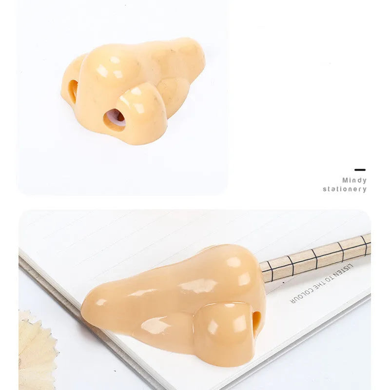 Flesh colour geometry-shaped plastic pencil sharpener with big nostril opening for manual pencil sharpening