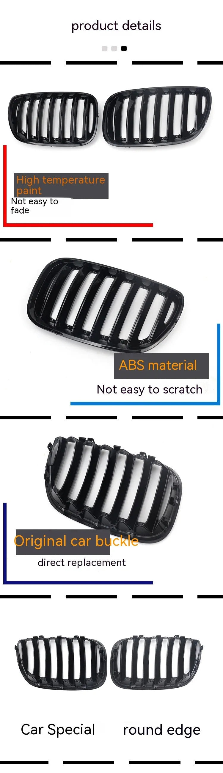 Bright Black ABS plastic front centre grille set for BMW X5 E53 2000-2003 model