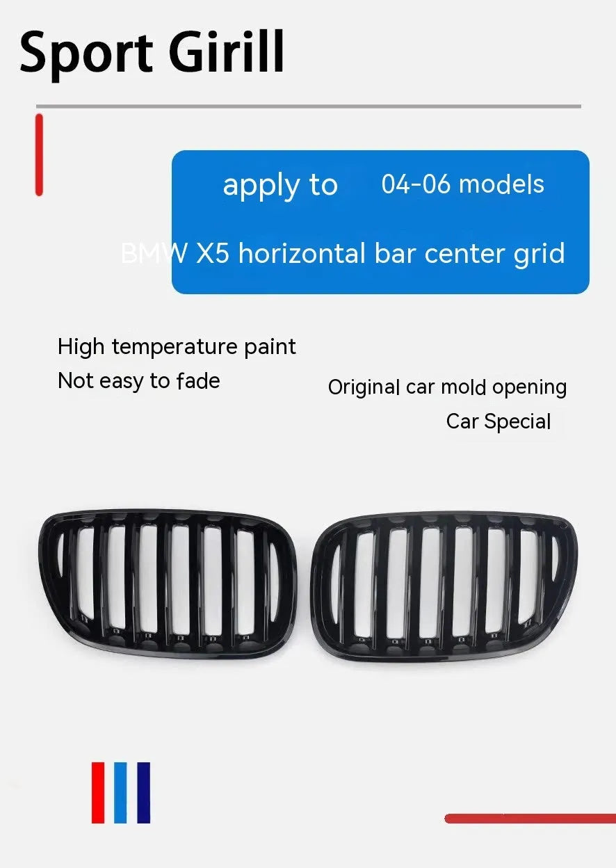 Bright Black ABS plastic front centre grille set for BMW X5 E53 2000-2003 model