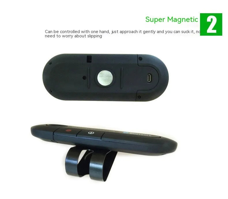 Vehicle-mounted Bluetooth handsfree sun visor music player in ABS plastic, black colour, with clip