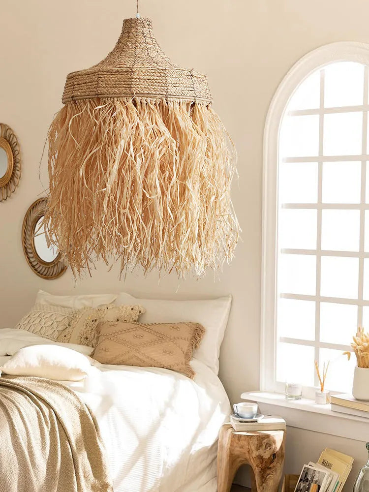 Wild vetch and willow woven restaurant chandelier with 50cm diameter in Southeast Asian style