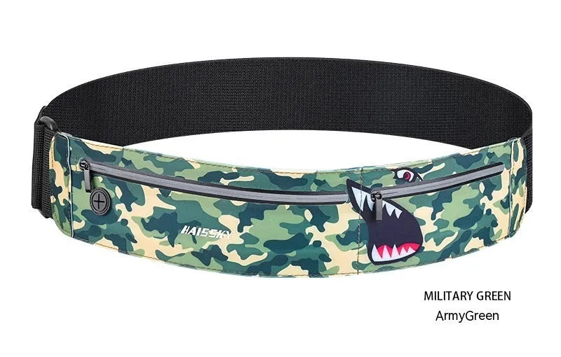 Waterproof 8-inch waist bag in camouflage crocodile pattern for outdoor sports