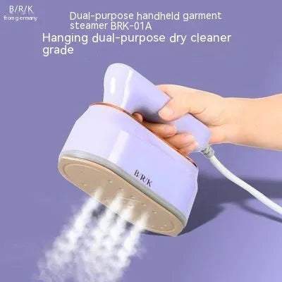 Foldable portable ironing machine with ceramic baseplate in milky white colour showing plug options