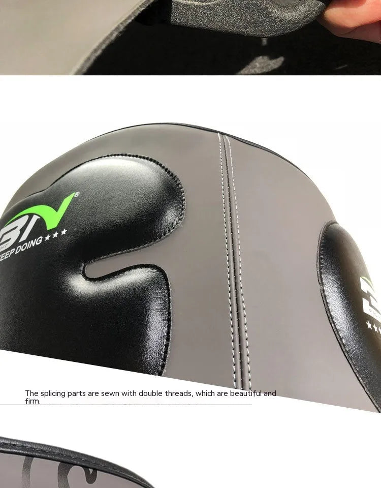 Sanda boxing chest protection target showing thickened breast and waist guard in dark grey colour