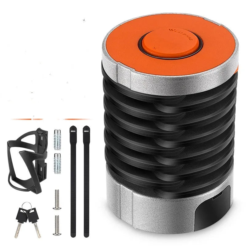 Portable bicycle folding lock in black or black orange with modern simplicity design