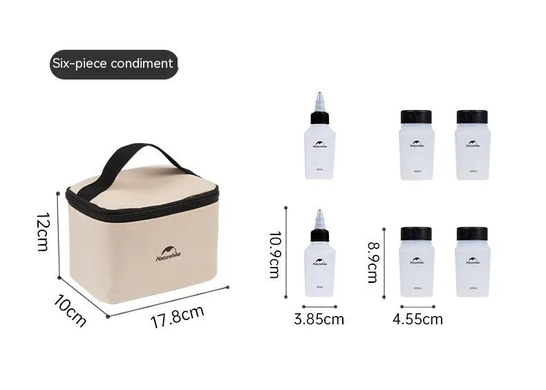 Six-piece portable seasoning bottle set in modern simplicity style made from PP material