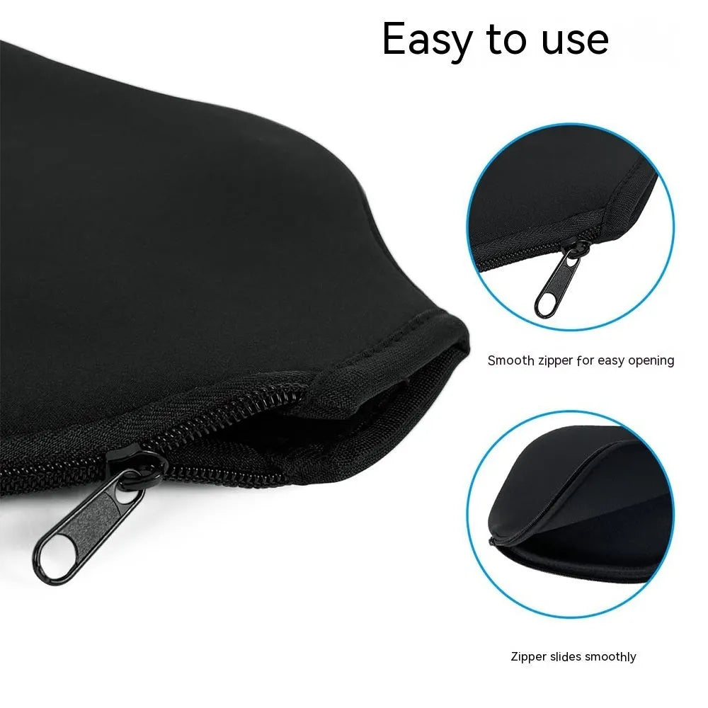 Black neoprene protective sleeve for a table tennis racket handle.