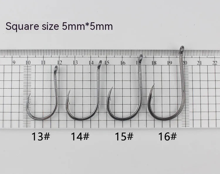 Alloy carbon steel barbed fishing hooks with ring eyes in various sizes for rock and sea fishing