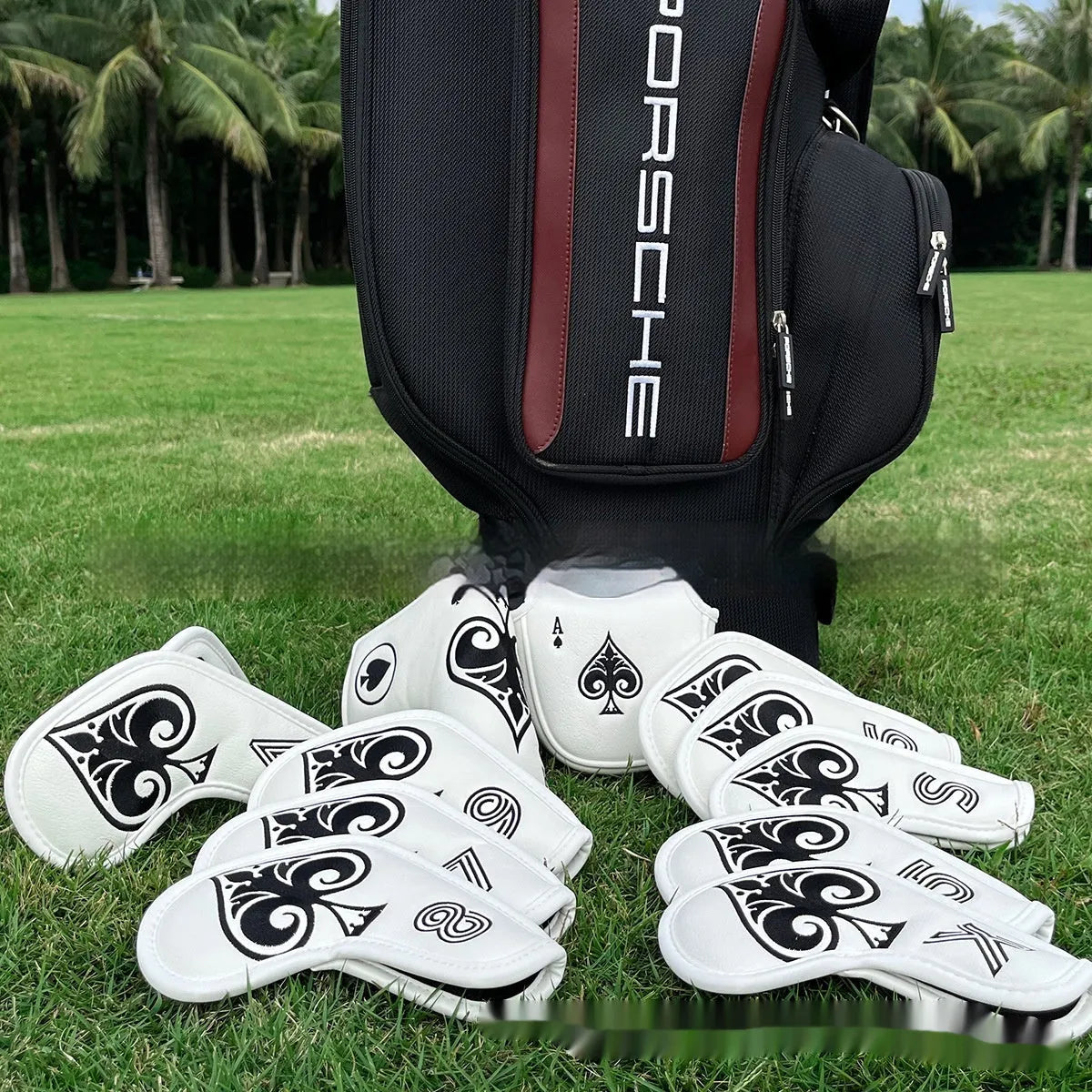 Flexible PU golf putter sleeve for head and shaft protection in one of three colours