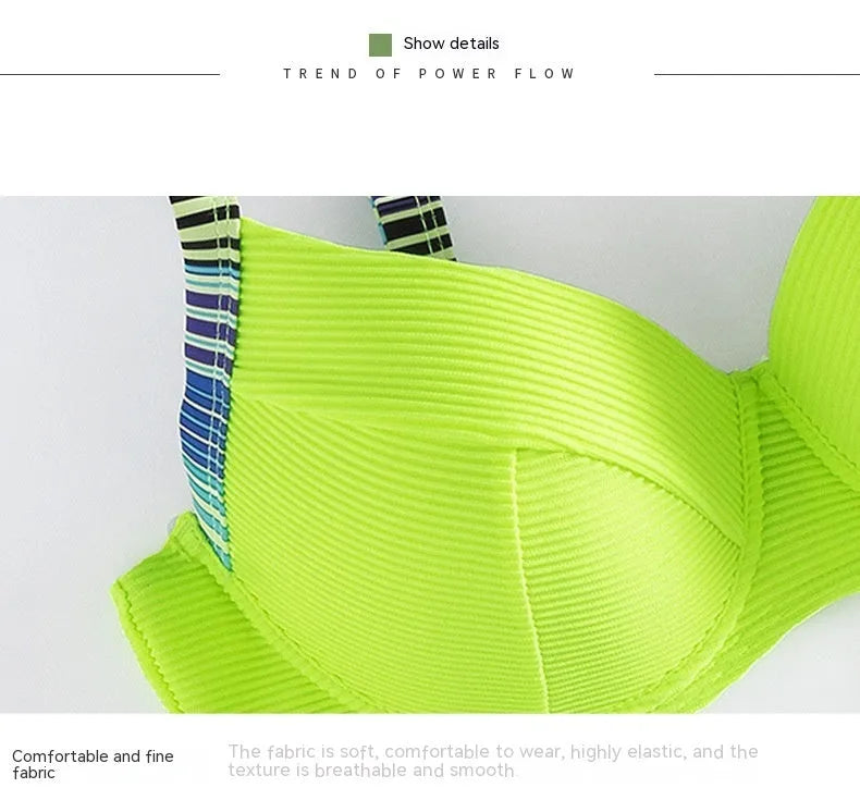 Green printed halter bikini set for women with sleeveless top and split briefs