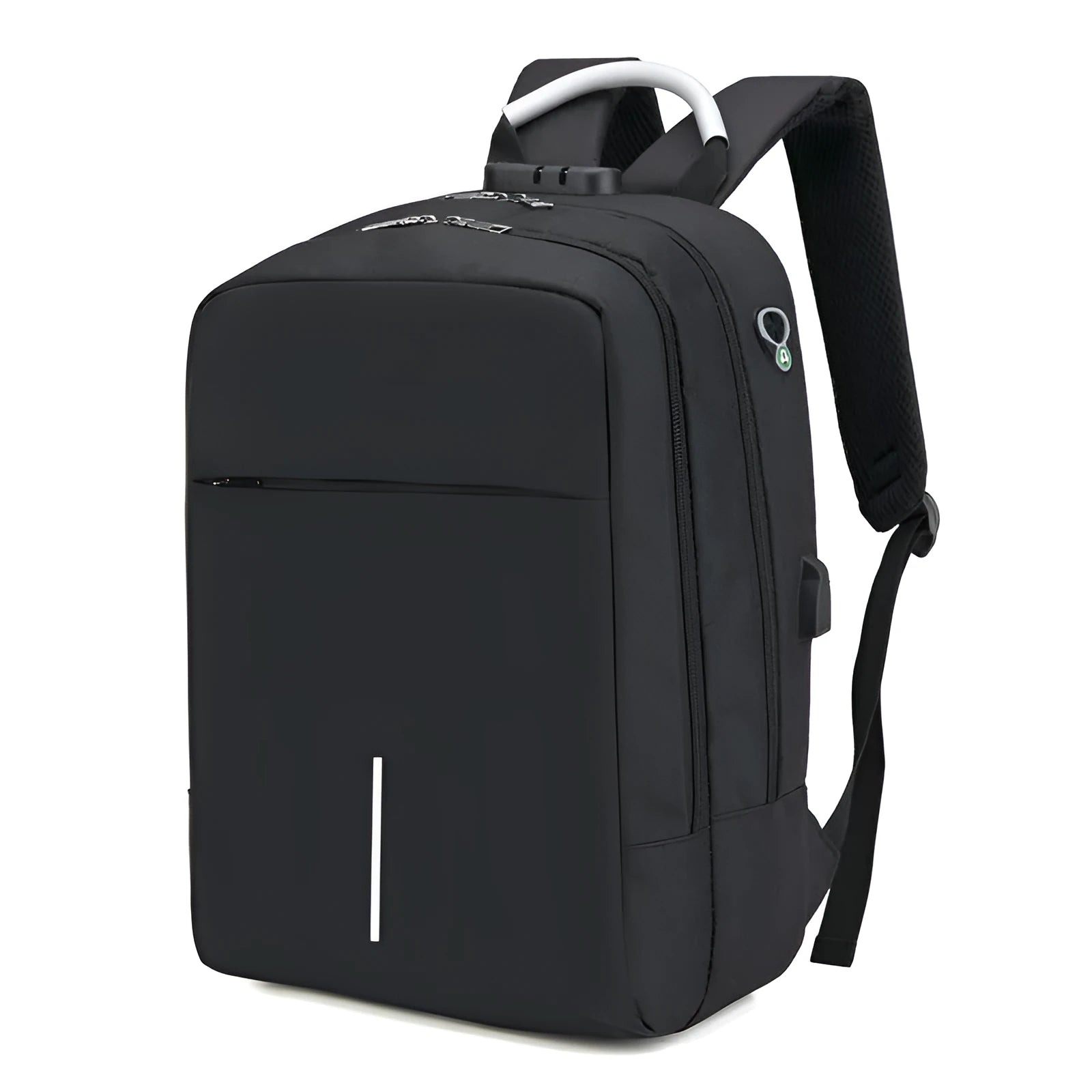Anti-theft nylon backpack large 20L capacity with zip closure, colour contrast pattern, Korean style, available in black blue grey purple red