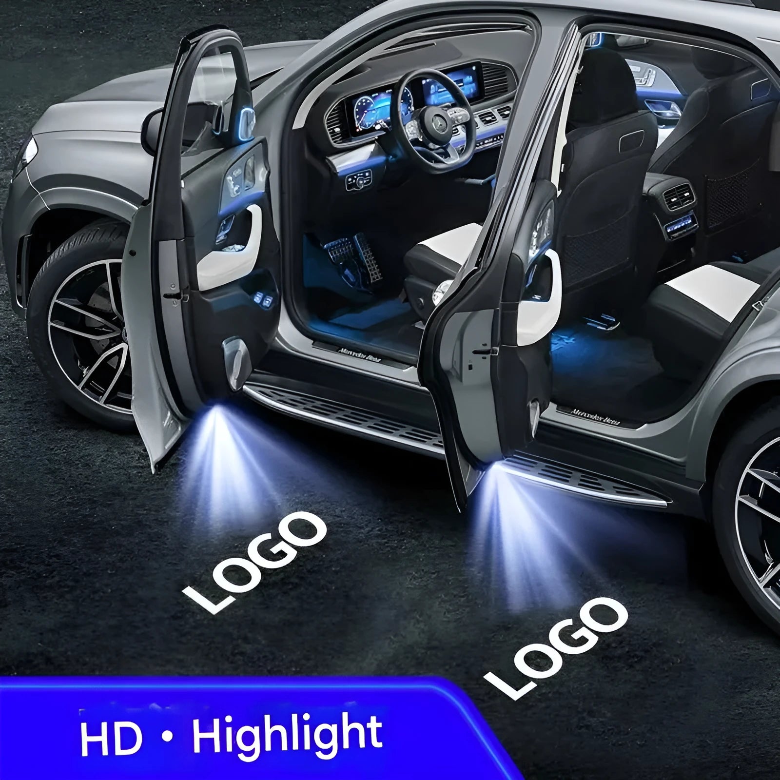 Wireless car welcome light with carbon fibre pattern finish and infrared sensor for door projection