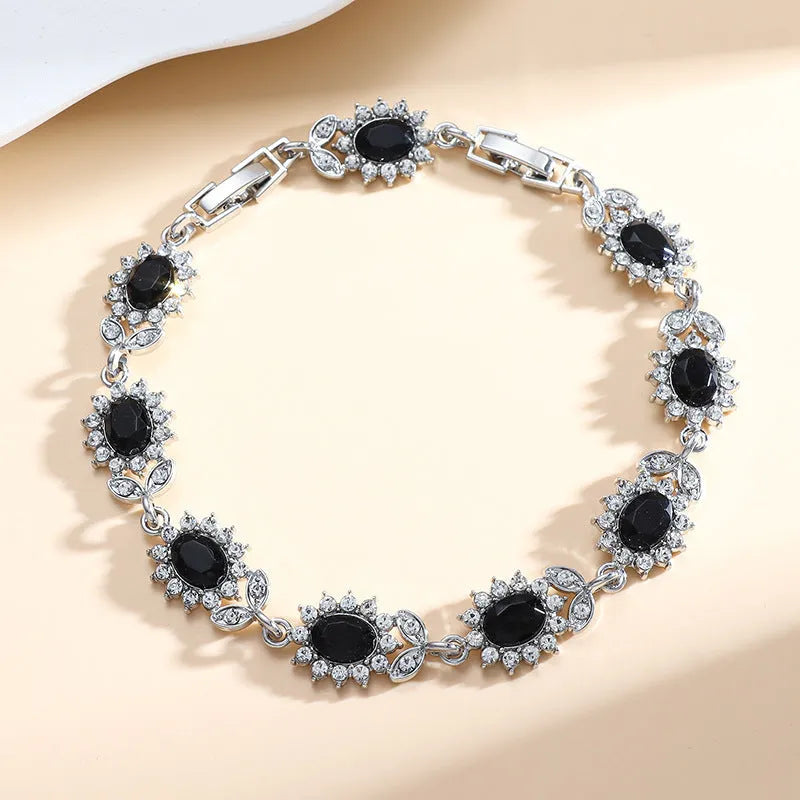 Women's simple zircon inlaid bracelet in environmentally friendly alloy with electroplating finish
